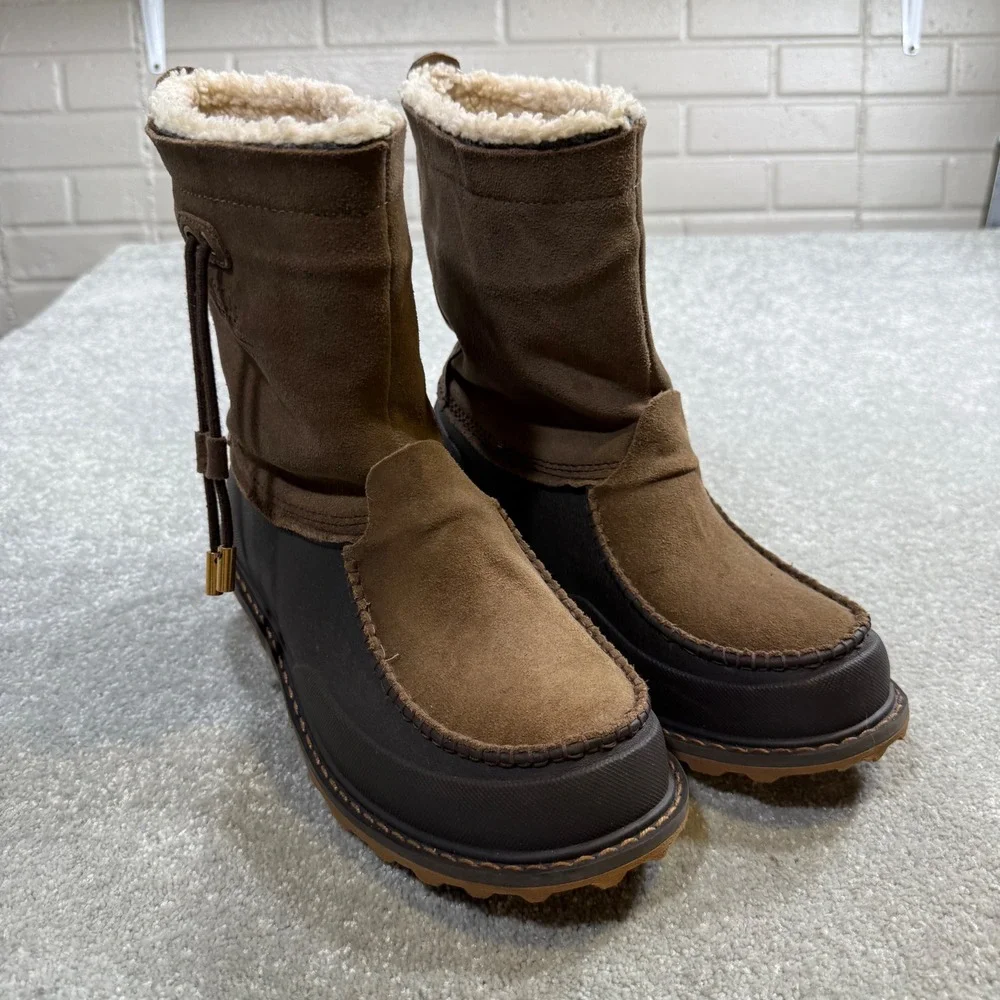 Woolrich Fully Wooly Slip Winter Boot Waterproof‎ Brown Leather EUC W10 Gorpcore